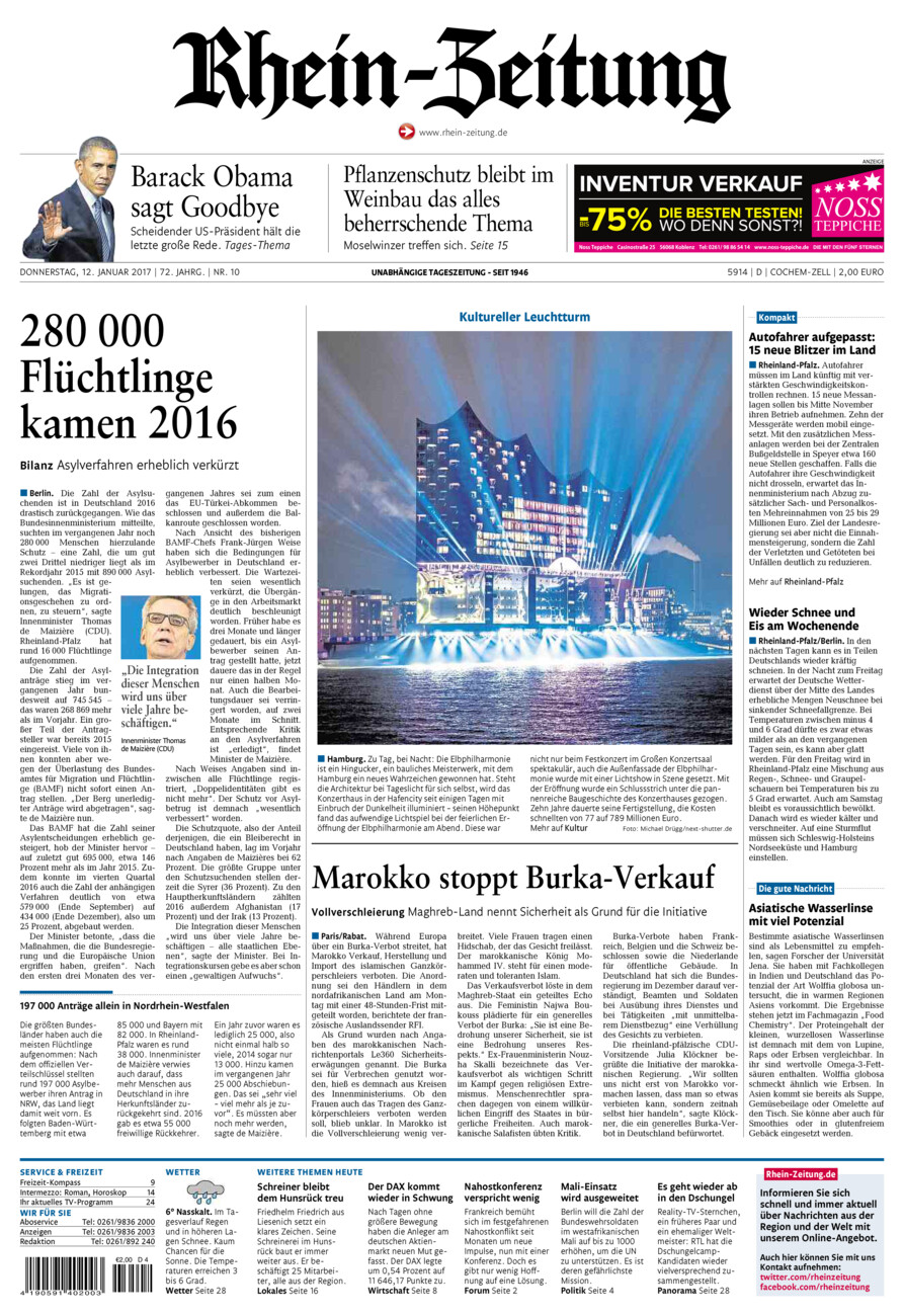 Rhein-Zeitung Kreis Cochem-Zell vom Donnerstag, 12.01.2017