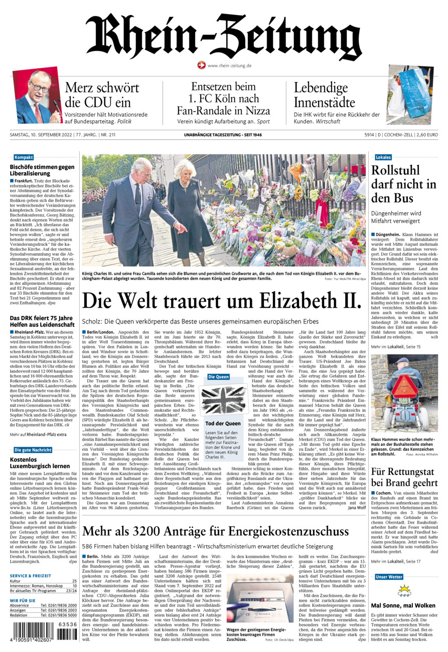Rhein-Zeitung Kreis Cochem-Zell vom Samstag, 10.09.2022