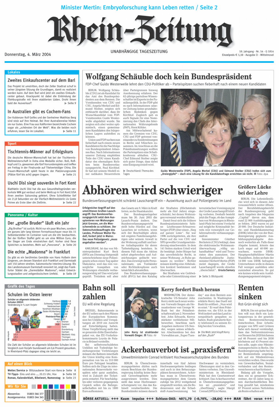 Rhein-Zeitung Kreis Cochem-Zell vom Donnerstag, 04.03.2004