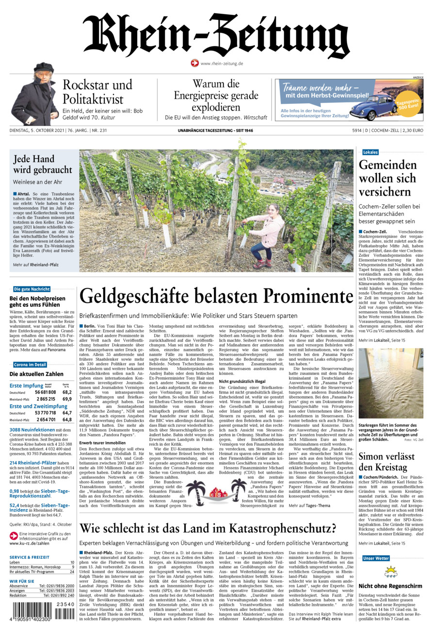 Rhein-Zeitung Kreis Cochem-Zell vom Dienstag, 05.10.2021