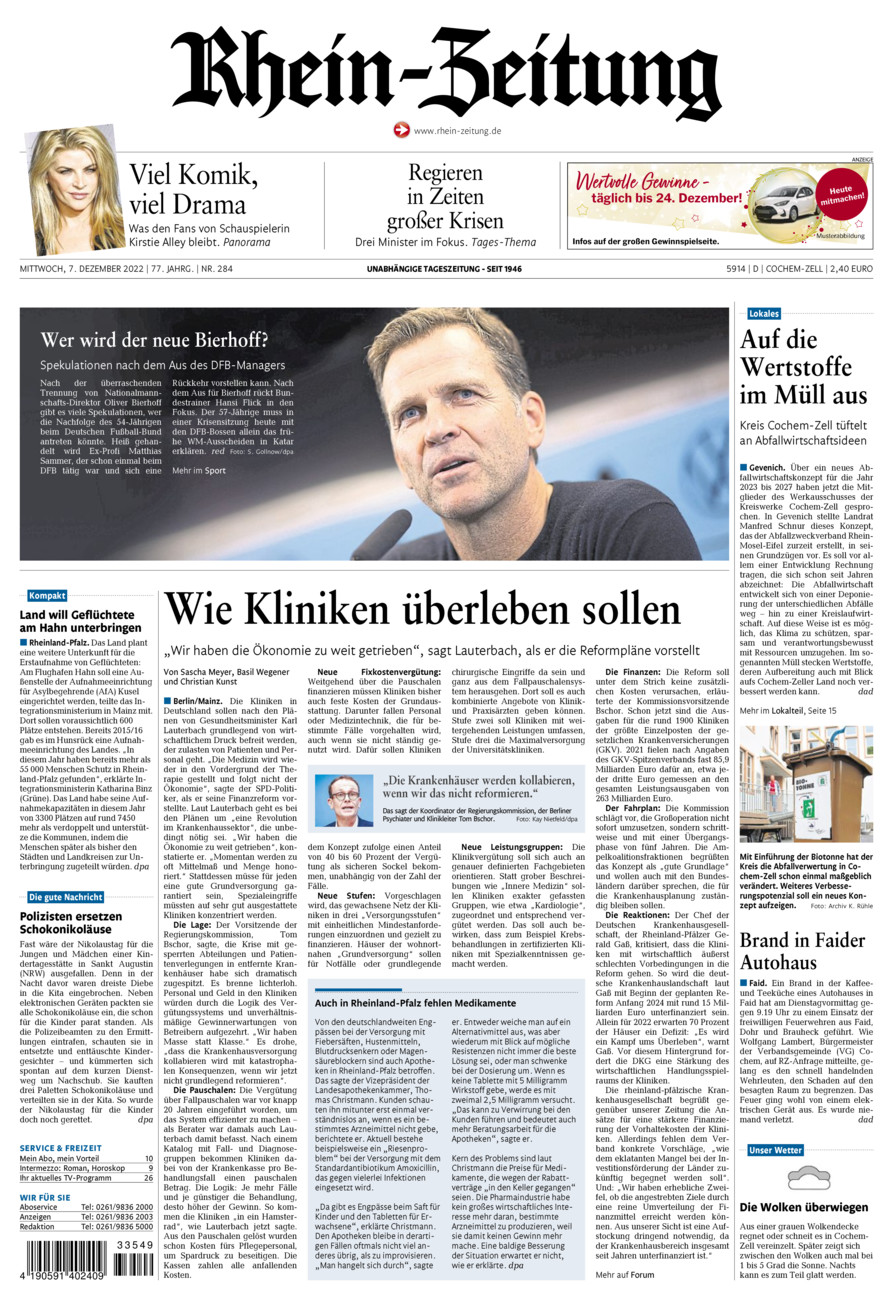 Rhein-Zeitung Kreis Cochem-Zell vom Mittwoch, 07.12.2022