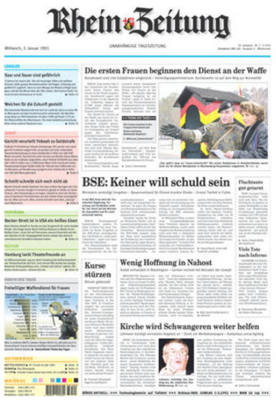 Rhein-Zeitung Kreis Cochem-Zell vom Mittwoch, 03.01.2001