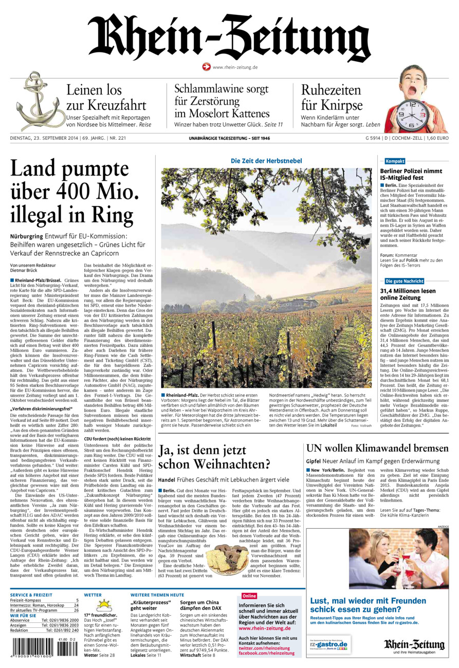 Rhein-Zeitung Kreis Cochem-Zell vom Dienstag, 23.09.2014