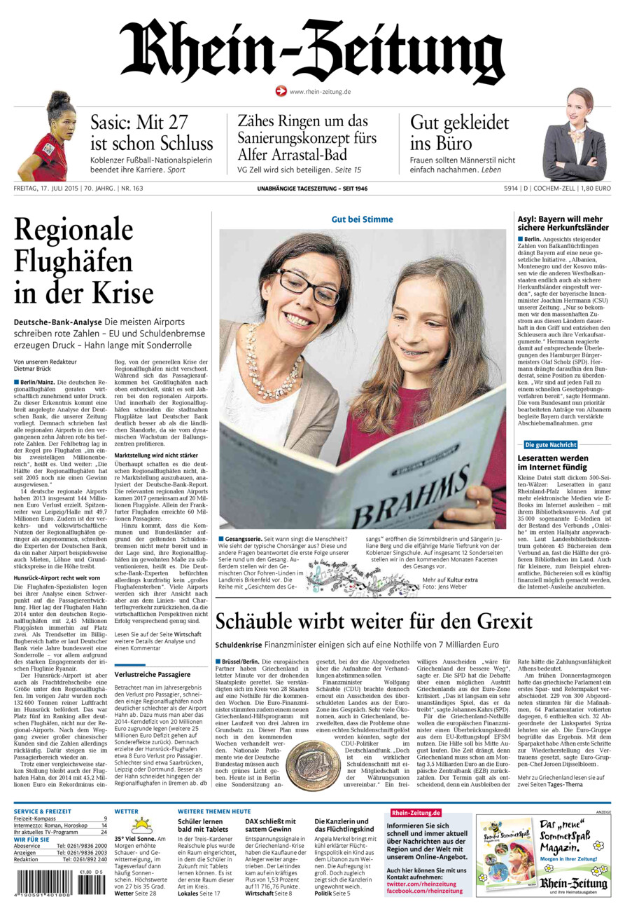 Rhein-Zeitung Kreis Cochem-Zell vom Freitag, 17.07.2015
