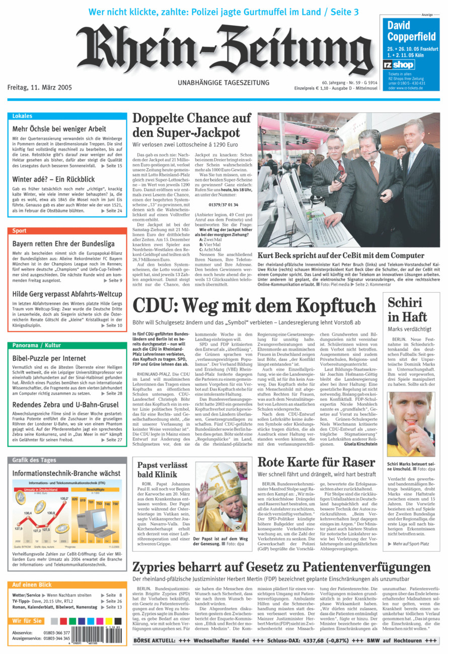 Rhein-Zeitung Kreis Cochem-Zell vom Freitag, 11.03.2005