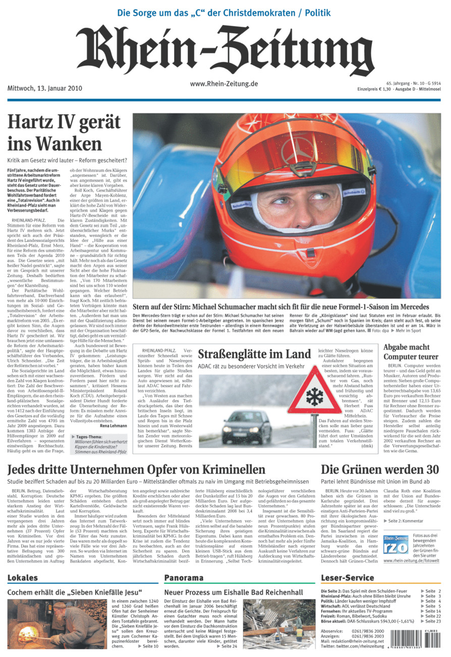 Rhein-Zeitung Kreis Cochem-Zell vom Mittwoch, 13.01.2010