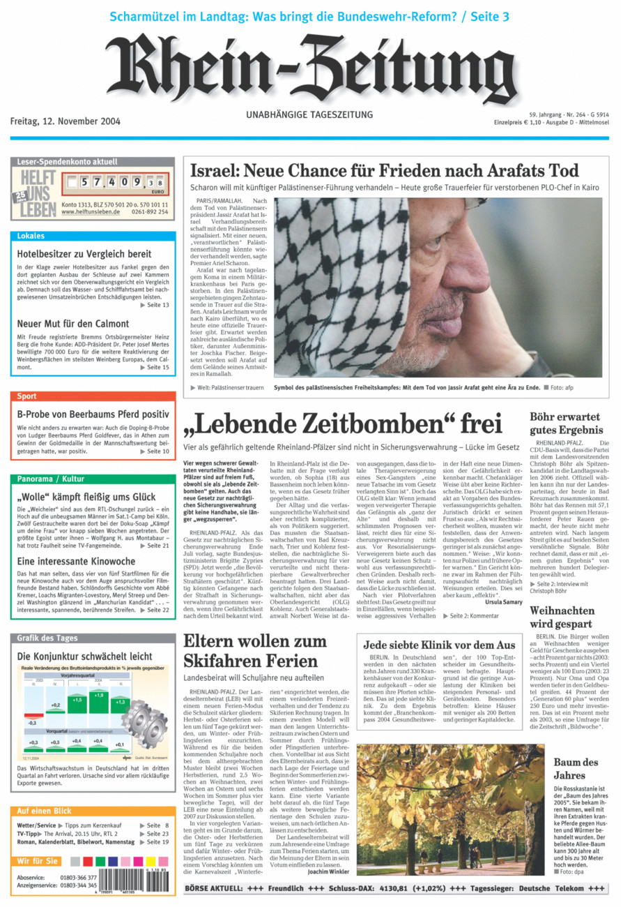 Rhein-Zeitung Kreis Cochem-Zell vom Freitag, 12.11.2004