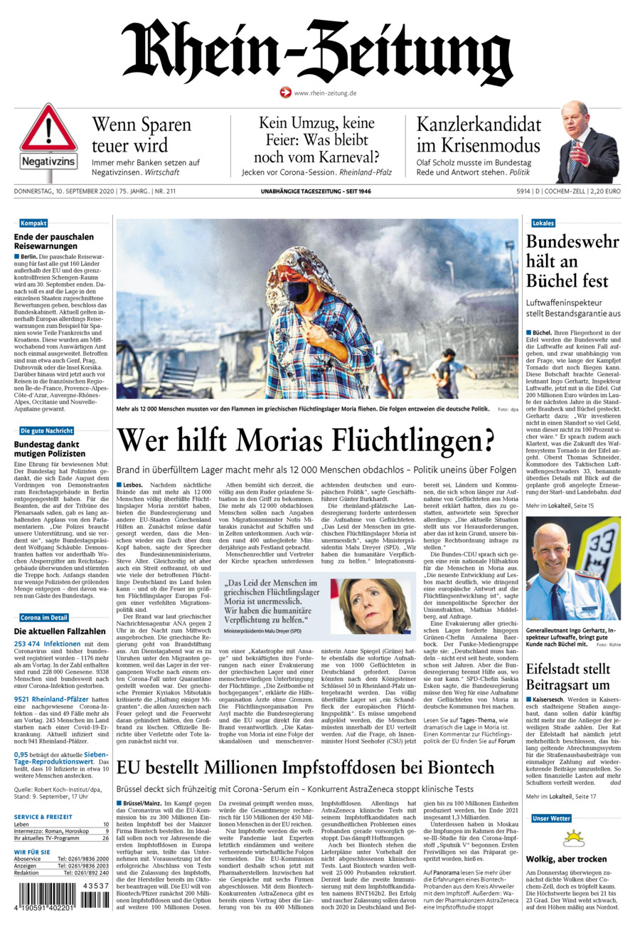 Rhein-Zeitung Kreis Cochem-Zell vom Donnerstag, 10.09.2020