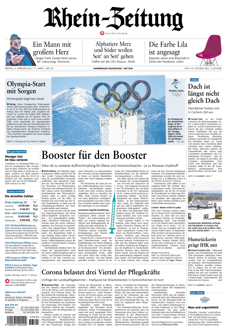 Rhein-Zeitung Kreis Cochem-Zell vom Freitag, 04.02.2022