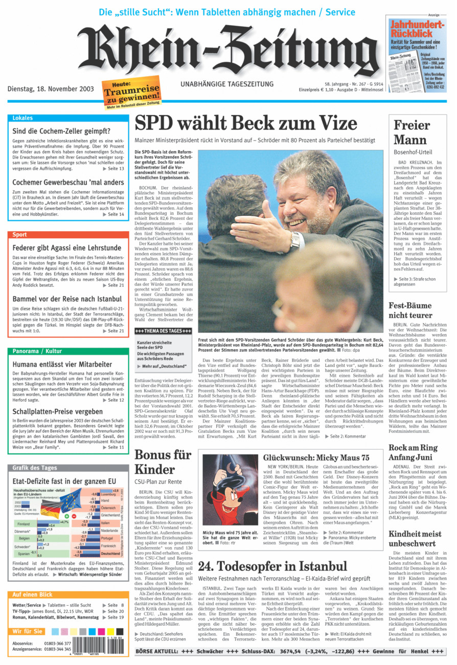 Rhein-Zeitung Kreis Cochem-Zell vom Dienstag, 18.11.2003
