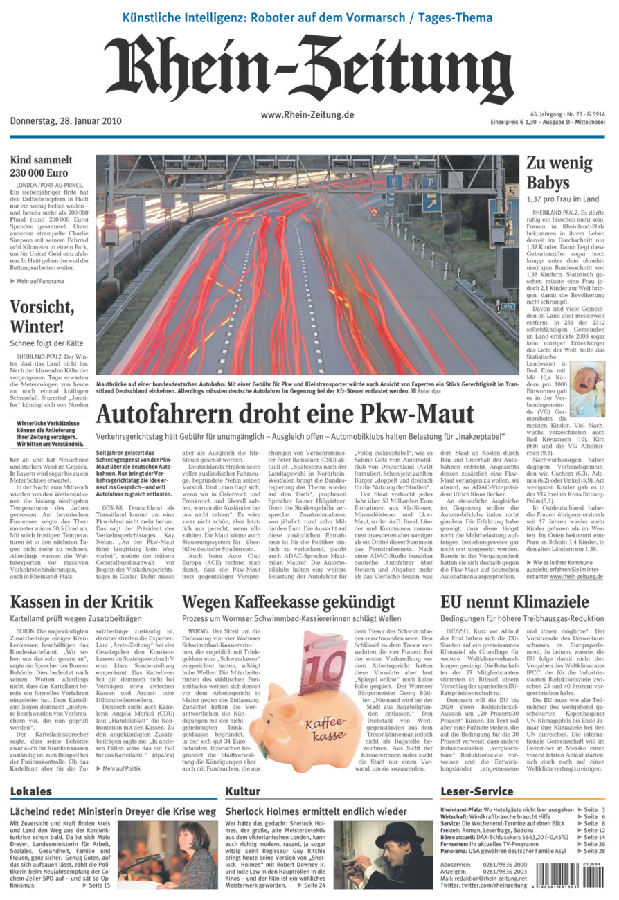 Rhein-Zeitung Kreis Cochem-Zell vom Donnerstag, 28.01.2010