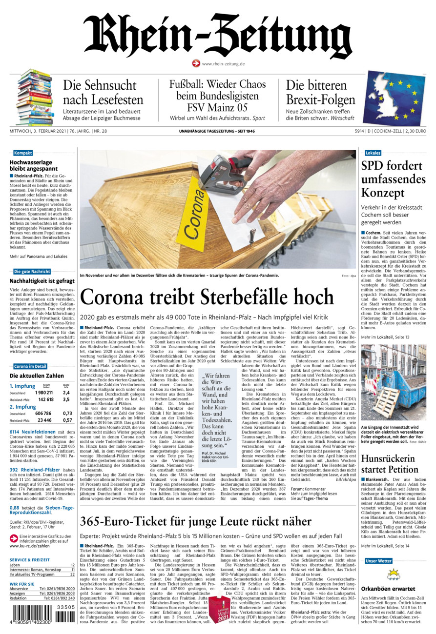 Rhein-Zeitung Kreis Cochem-Zell vom Mittwoch, 03.02.2021