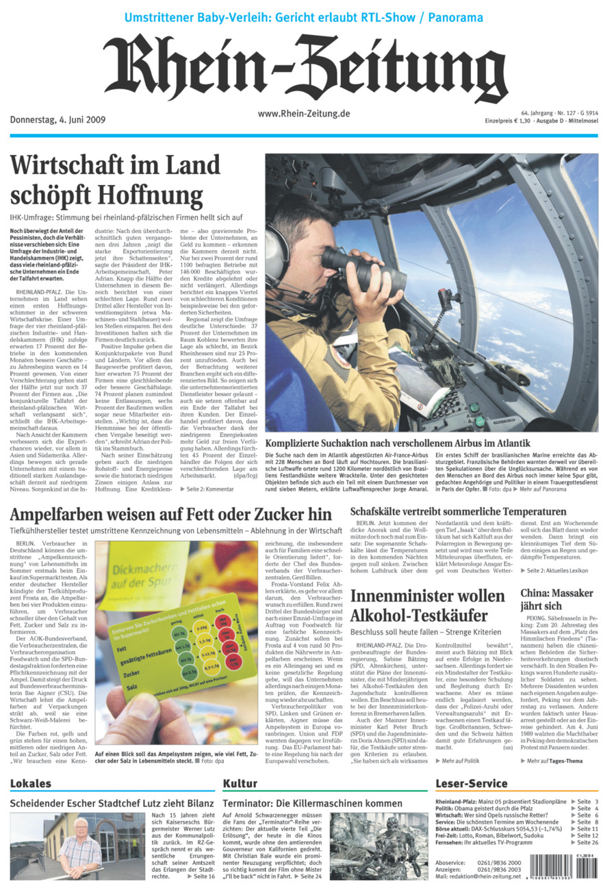 Rhein-Zeitung Kreis Cochem-Zell vom Donnerstag, 04.06.2009