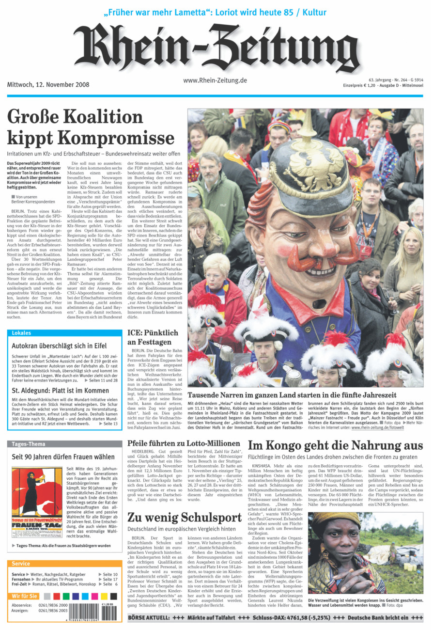 Rhein-Zeitung Kreis Cochem-Zell vom Mittwoch, 12.11.2008