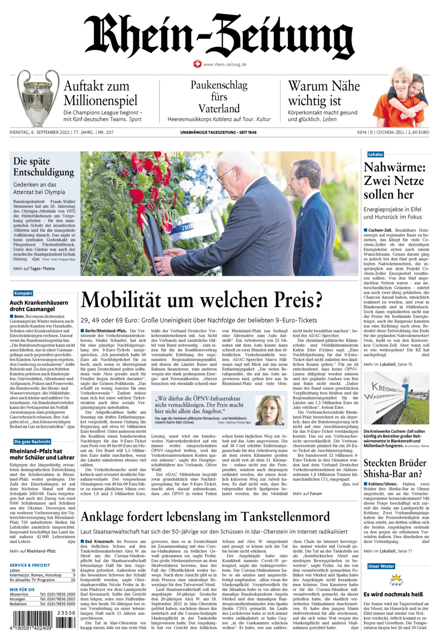 Rhein-Zeitung Kreis Cochem-Zell vom Dienstag, 06.09.2022
