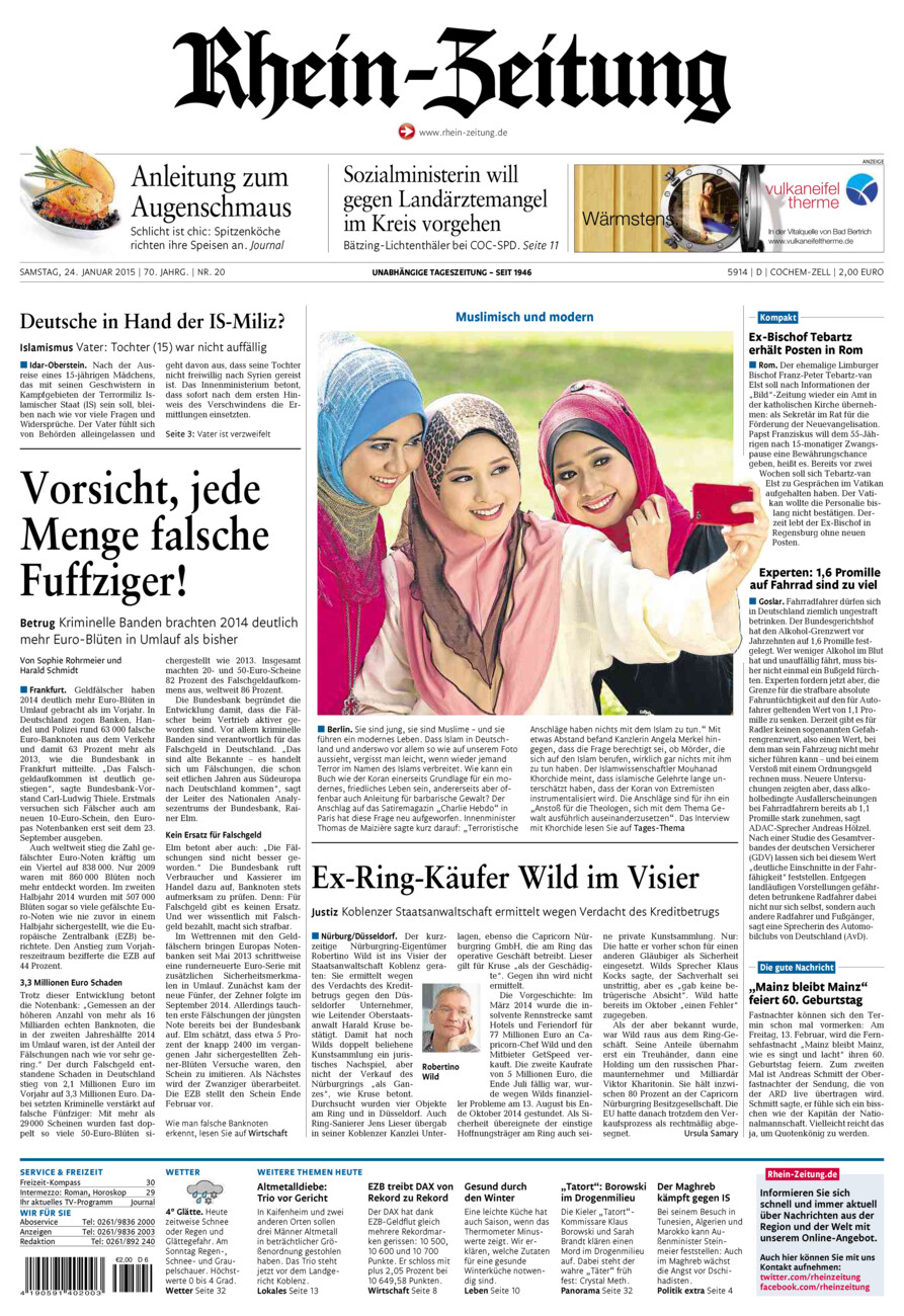 Rhein-Zeitung Kreis Cochem-Zell vom Samstag, 24.01.2015