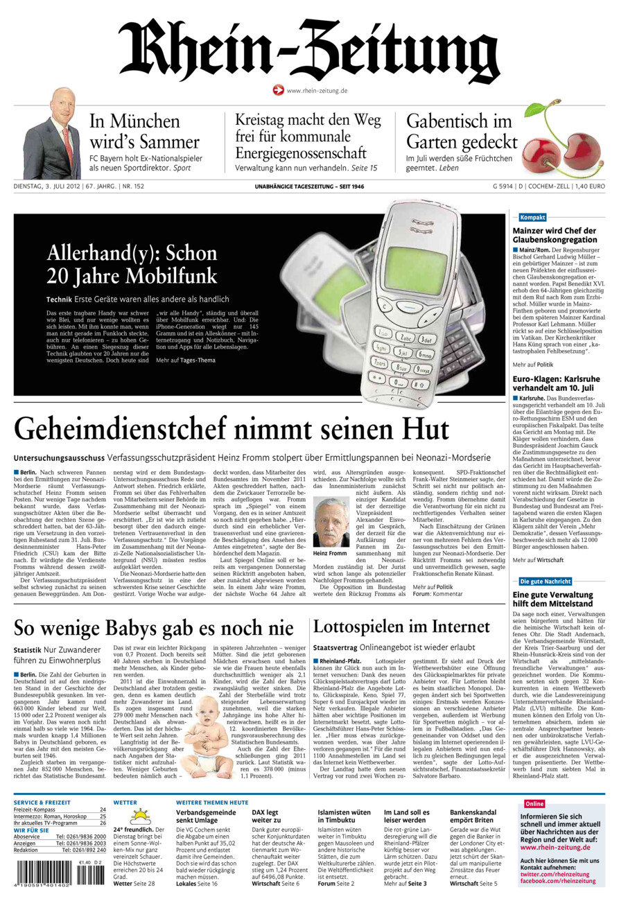 Rhein-Zeitung Kreis Cochem-Zell vom Dienstag, 03.07.2012
