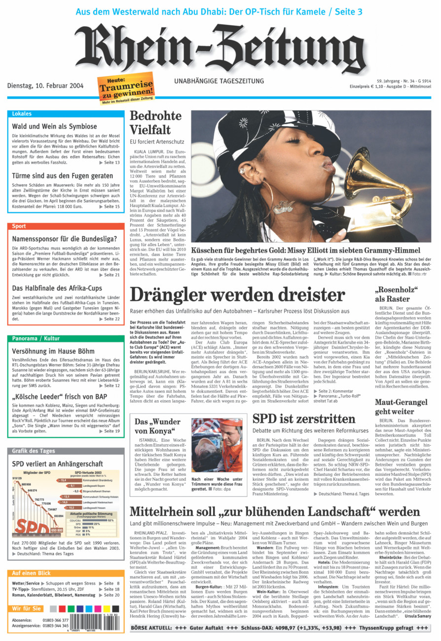 Rhein-Zeitung Kreis Cochem-Zell vom Dienstag, 10.02.2004