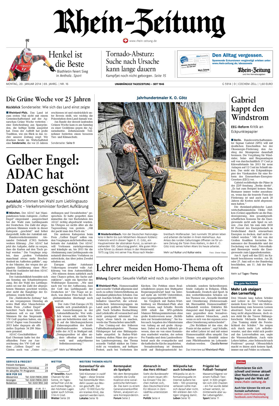 Rhein-Zeitung Kreis Cochem-Zell vom Montag, 20.01.2014