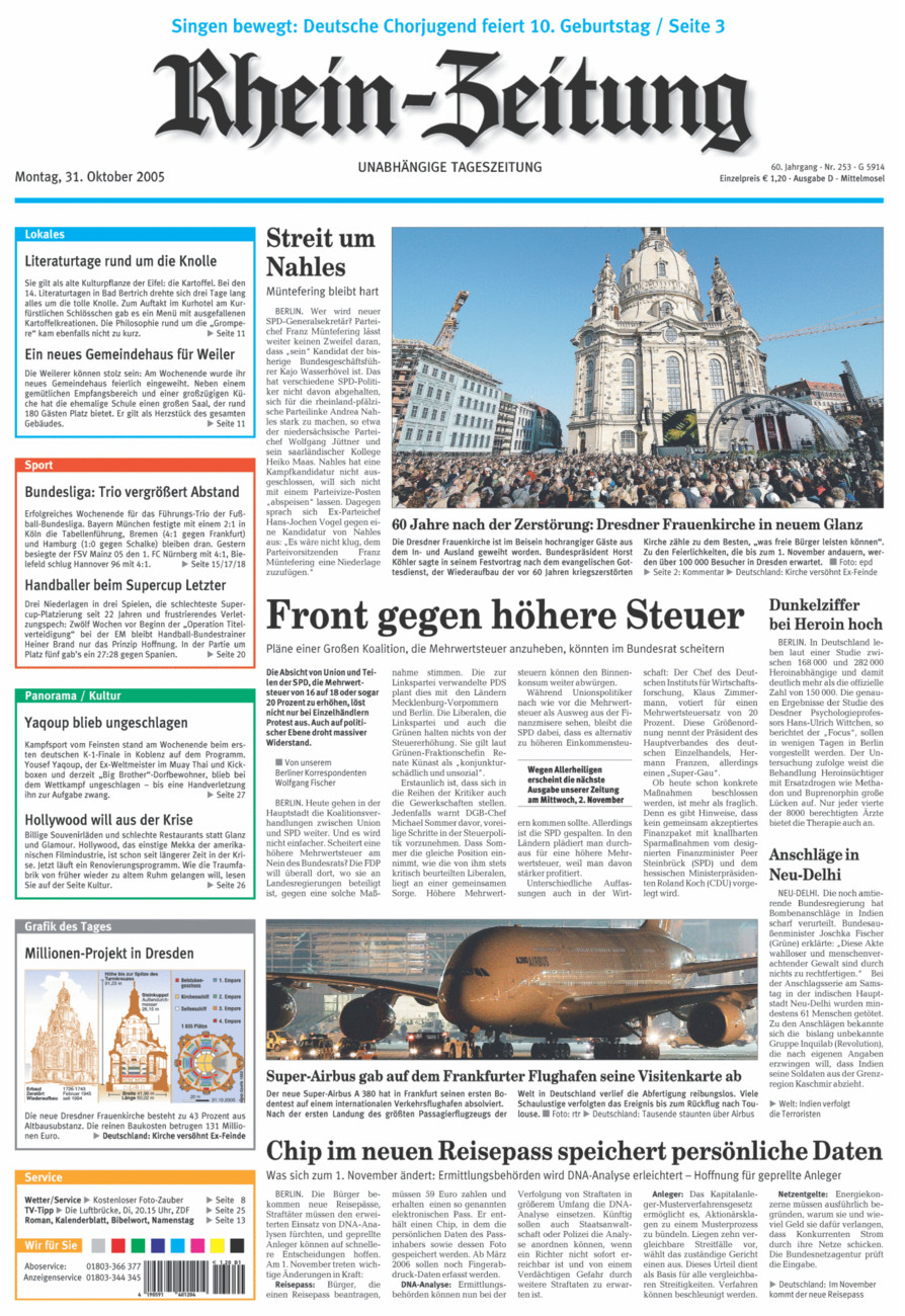 Rhein-Zeitung Kreis Cochem-Zell vom Montag, 31.10.2005
