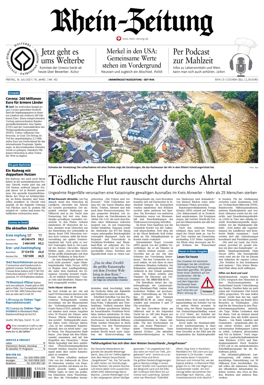 Rhein-Zeitung Kreis Cochem-Zell vom Freitag, 16.07.2021