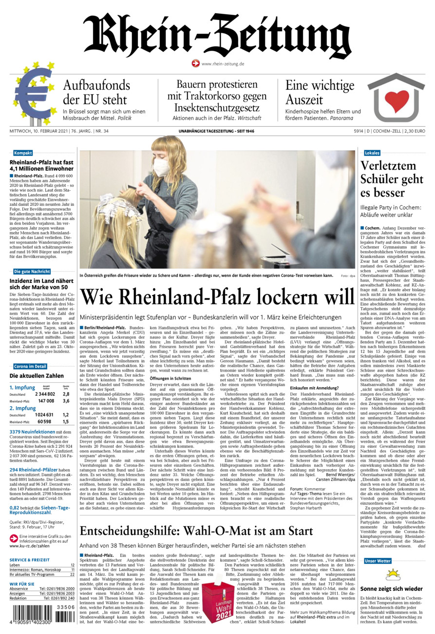 Rhein-Zeitung Kreis Cochem-Zell vom Mittwoch, 10.02.2021