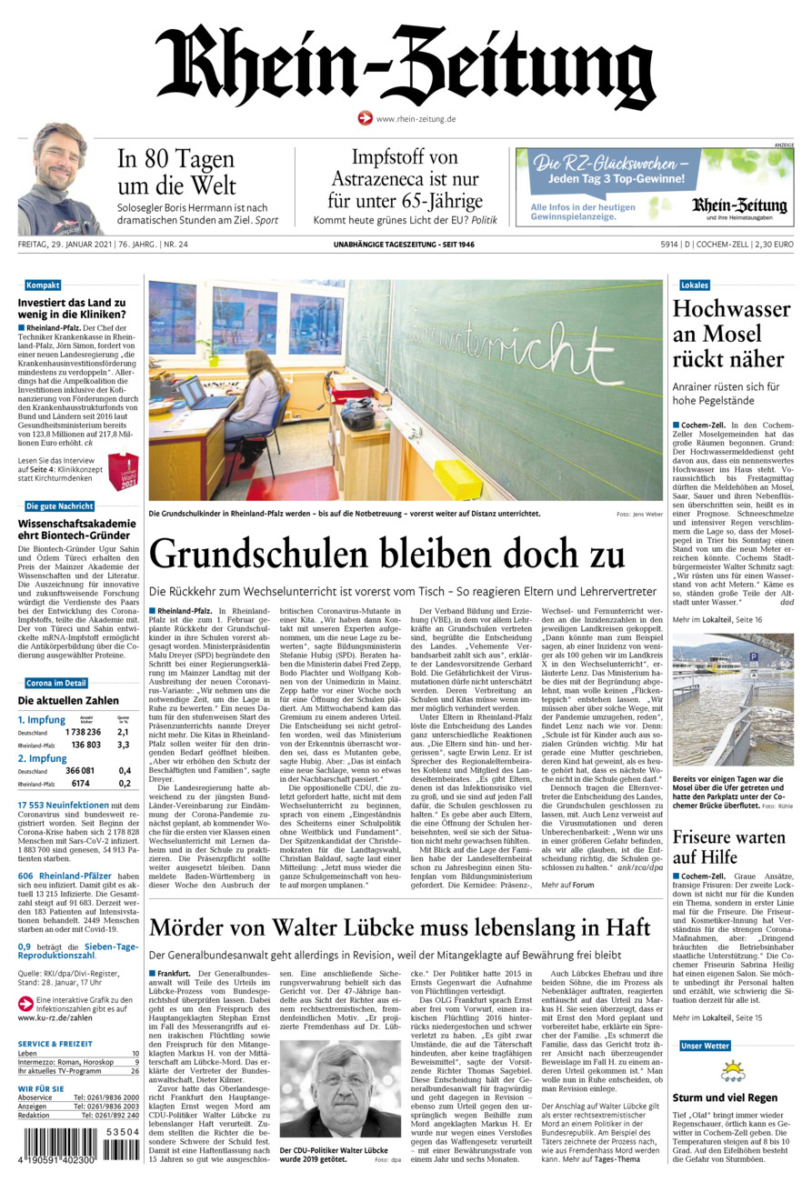 Rhein-Zeitung Kreis Cochem-Zell vom Freitag, 29.01.2021