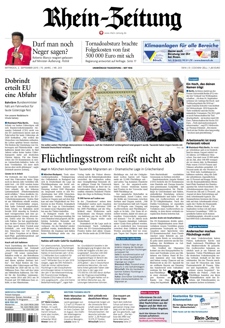 Rhein-Zeitung Kreis Cochem-Zell vom Mittwoch, 02.09.2015