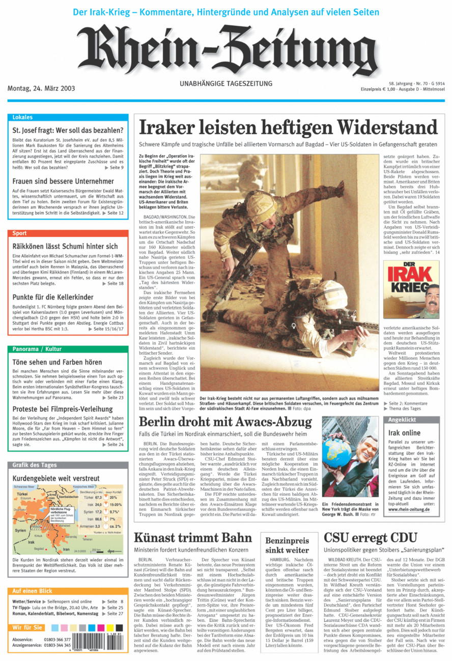 Rhein-Zeitung Kreis Cochem-Zell vom Montag, 24.03.2003