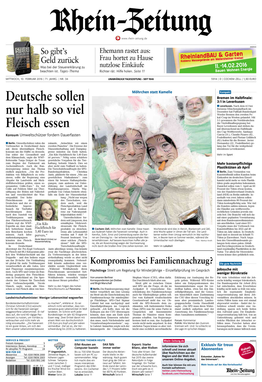 Rhein-Zeitung Kreis Cochem-Zell vom Mittwoch, 10.02.2016