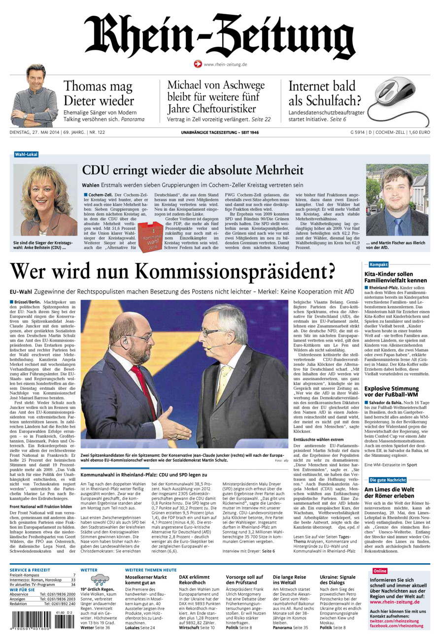Rhein-Zeitung Kreis Cochem-Zell vom Dienstag, 27.05.2014