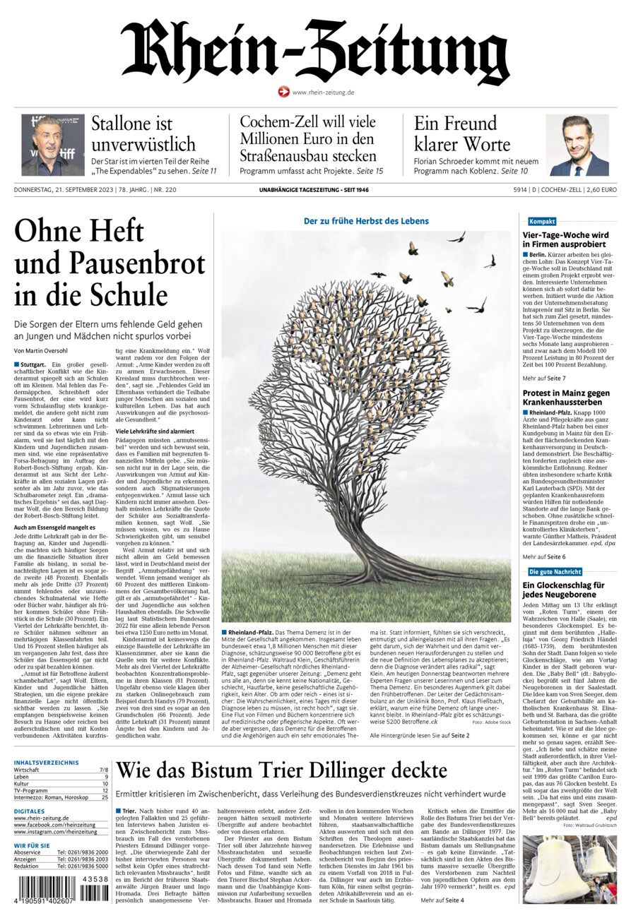 Rhein-Zeitung Kreis Cochem-Zell vom Donnerstag, 21.09.2023