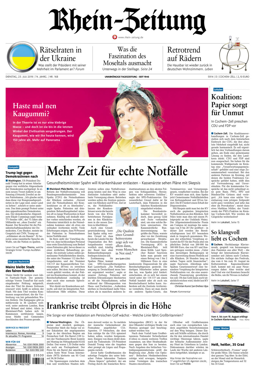 Rhein-Zeitung Kreis Cochem-Zell vom Dienstag, 23.07.2019