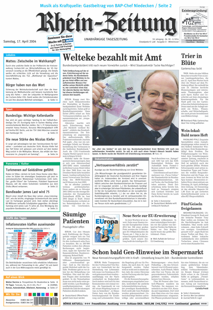 Rhein-Zeitung Kreis Cochem-Zell vom Samstag, 17.04.2004