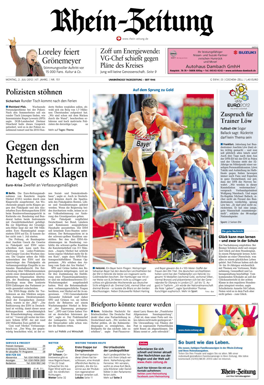 Rhein-Zeitung Kreis Cochem-Zell vom Montag, 02.07.2012