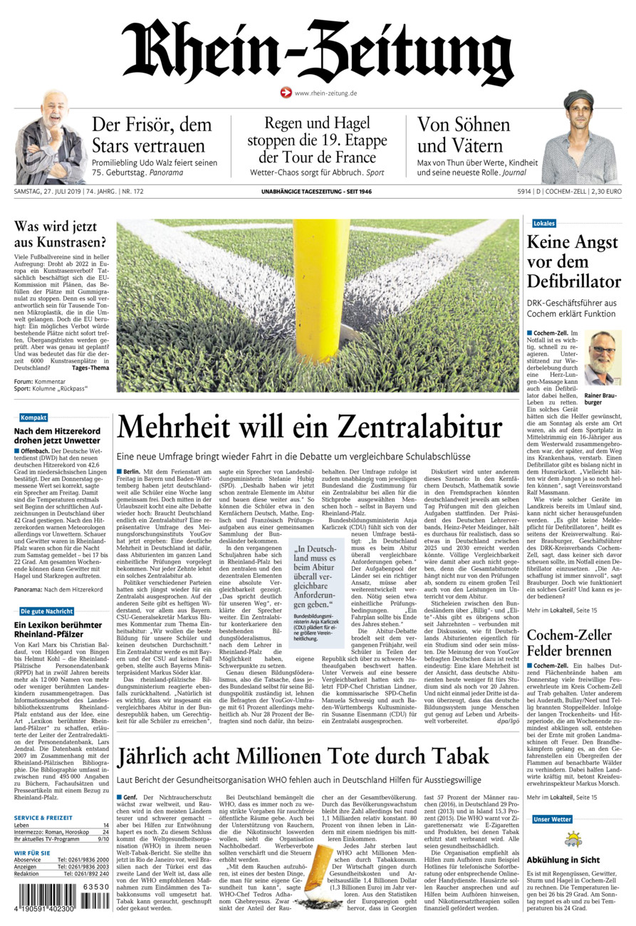 Rhein-Zeitung Kreis Cochem-Zell vom Samstag, 27.07.2019