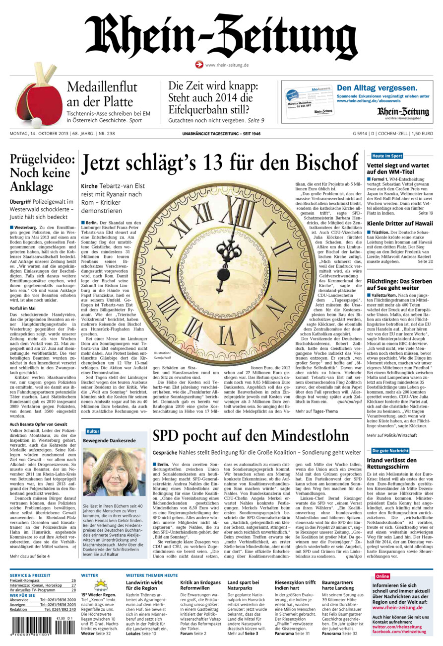 Rhein-Zeitung Kreis Cochem-Zell vom Montag, 14.10.2013