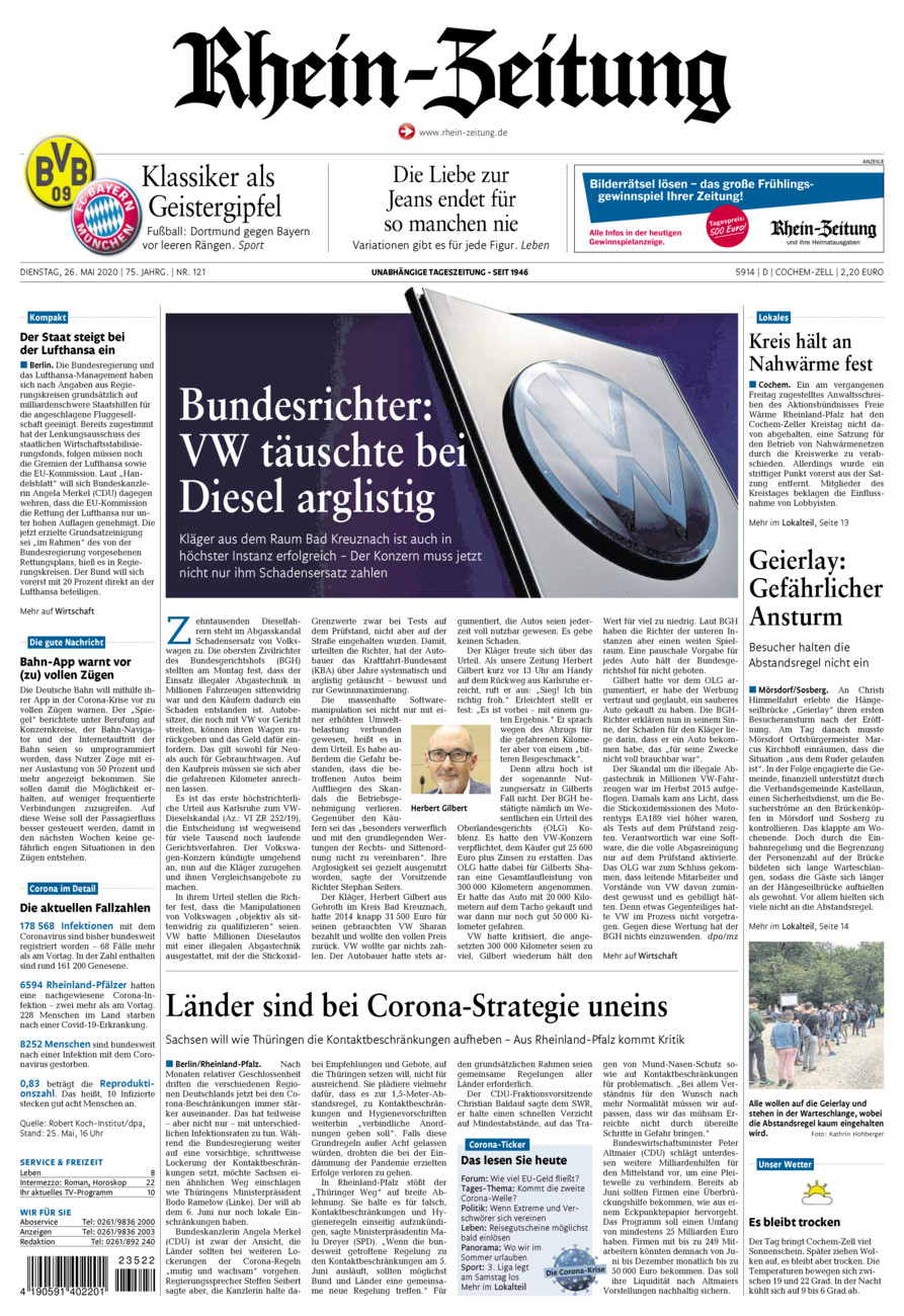 Rhein-Zeitung Kreis Cochem-Zell vom Dienstag, 26.05.2020