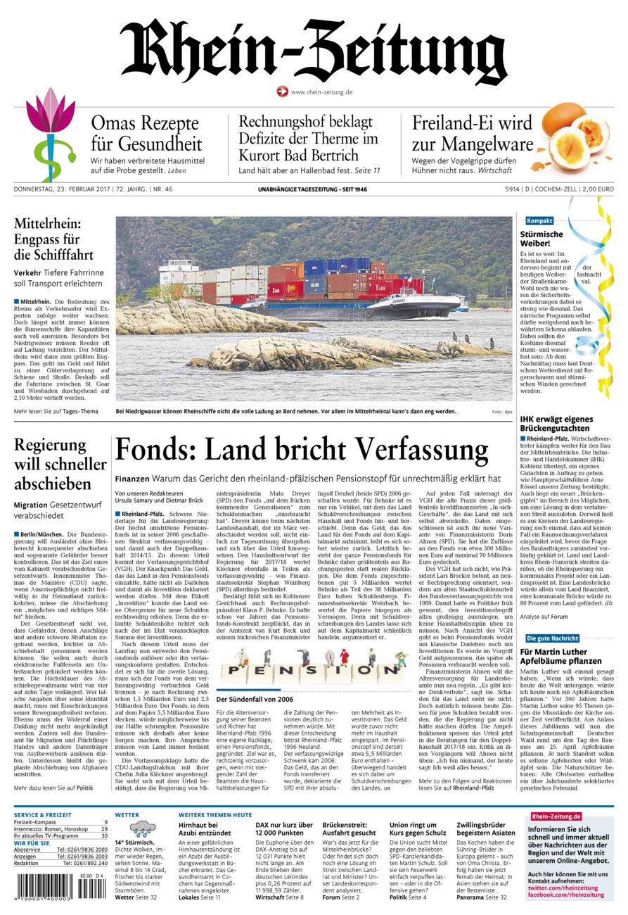Rhein-Zeitung Kreis Cochem-Zell vom Donnerstag, 23.02.2017