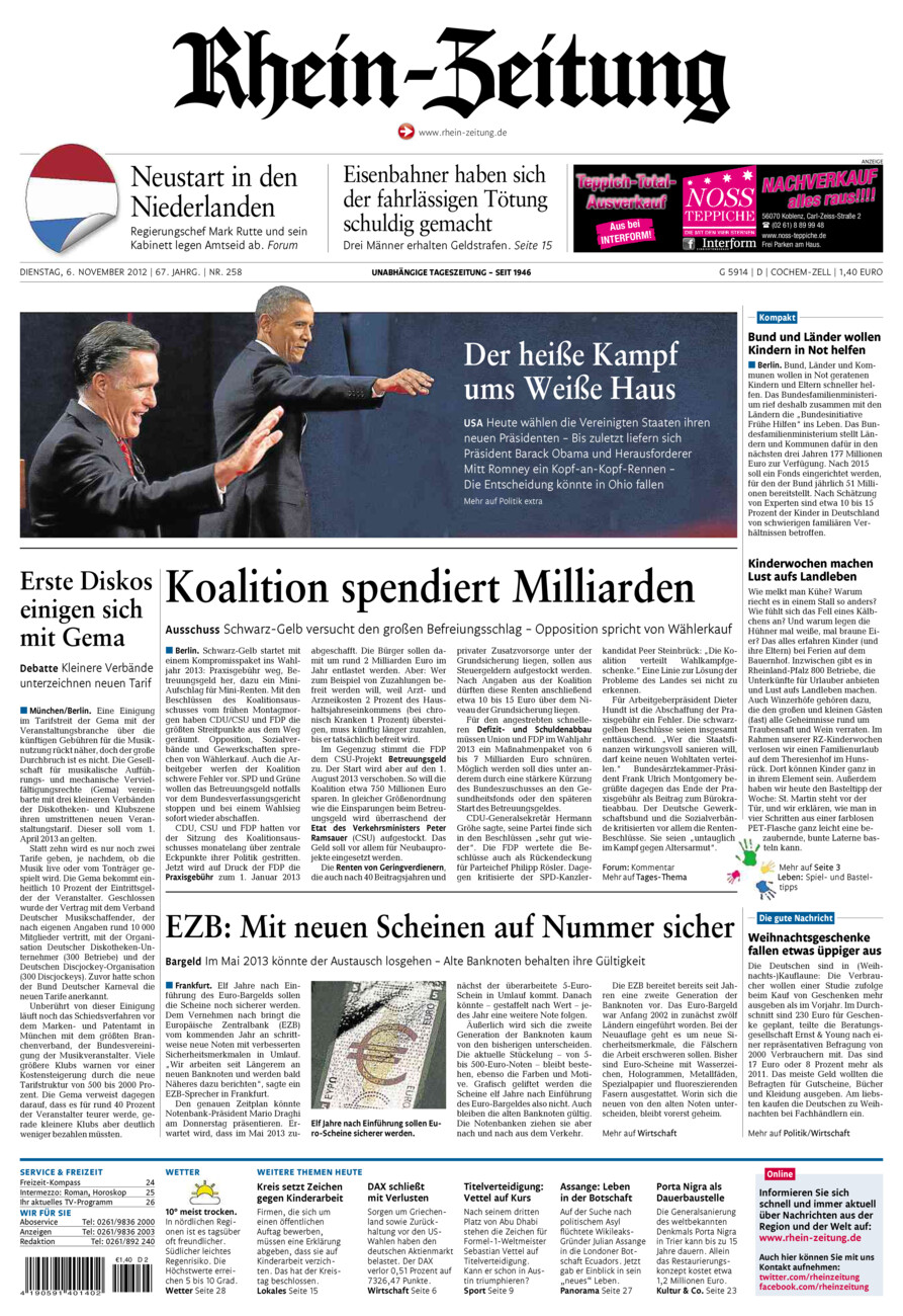 Rhein-Zeitung Kreis Cochem-Zell vom Dienstag, 06.11.2012