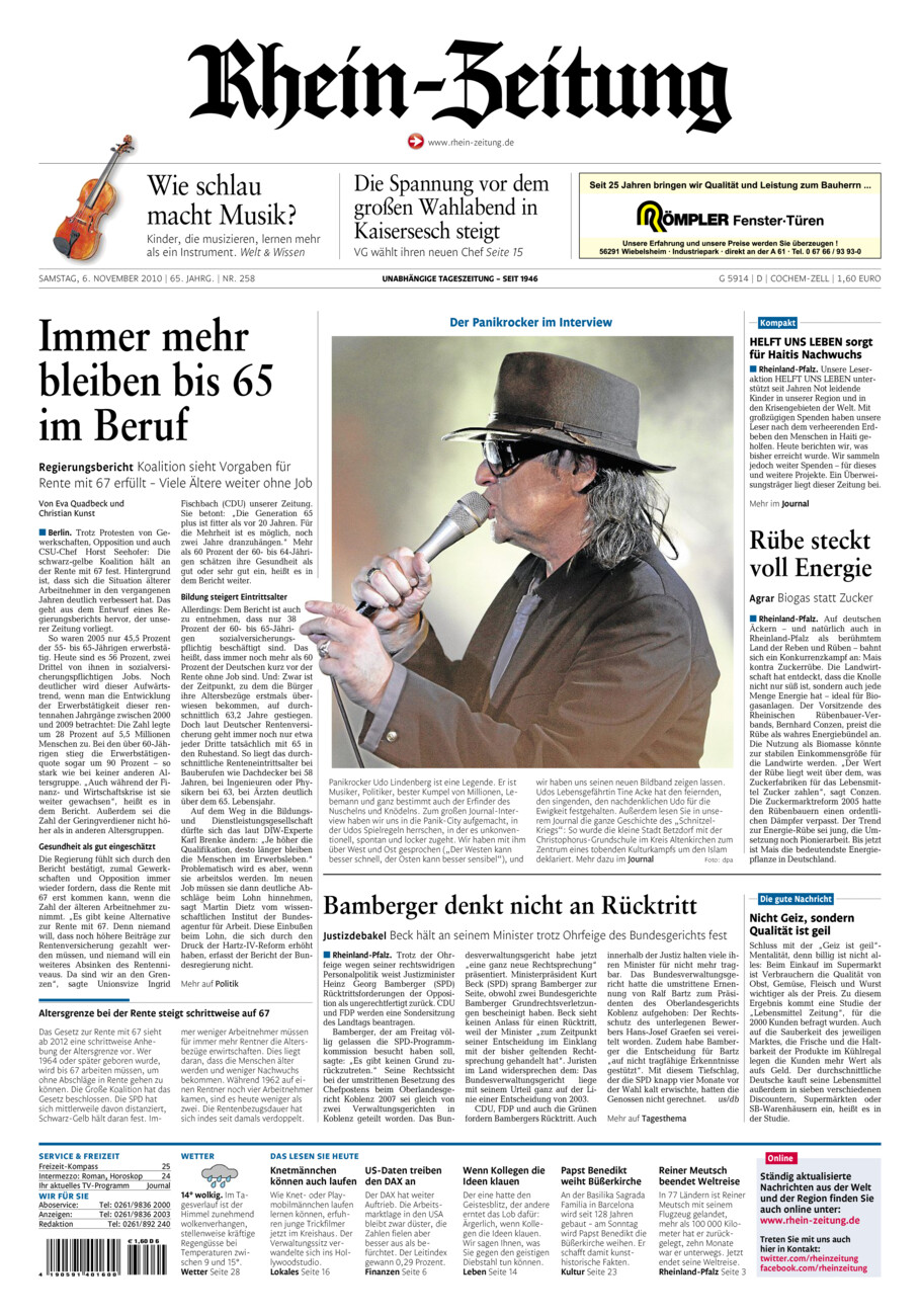 Rhein-Zeitung Kreis Cochem-Zell vom Samstag, 06.11.2010