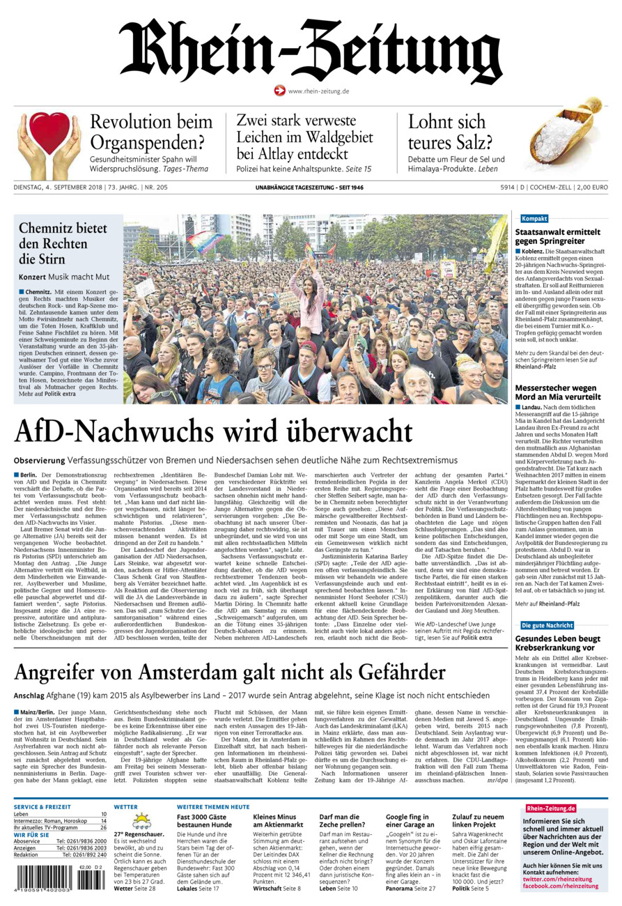 Rhein-Zeitung Kreis Cochem-Zell vom Dienstag, 04.09.2018