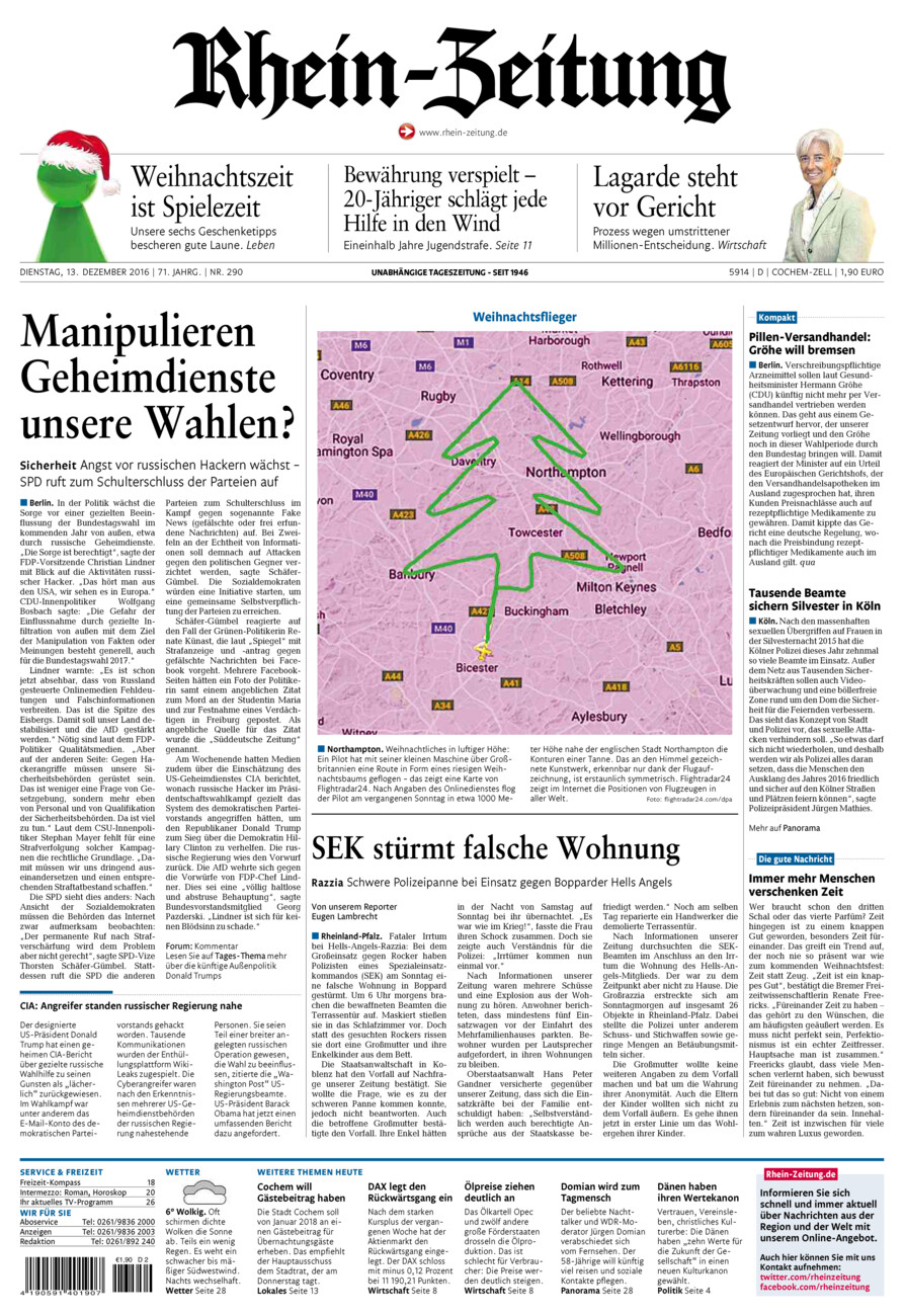 Rhein-Zeitung Kreis Cochem-Zell vom Dienstag, 13.12.2016
