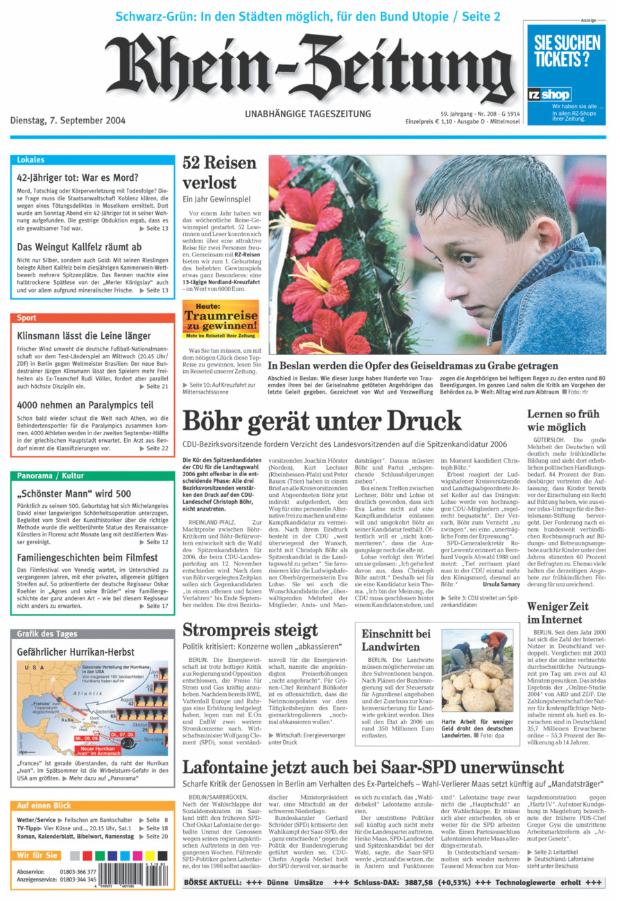 Rhein-Zeitung Kreis Cochem-Zell vom Dienstag, 07.09.2004