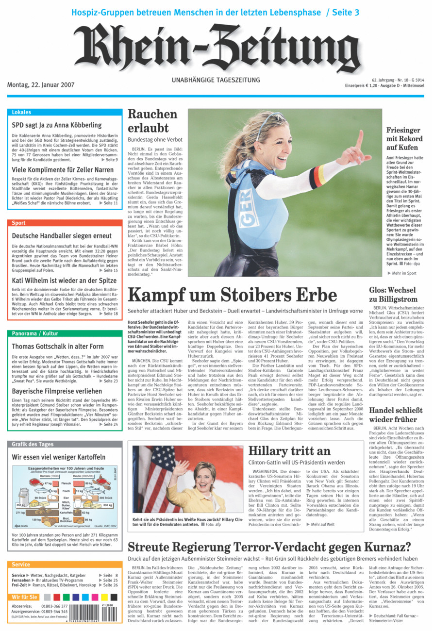 Rhein-Zeitung Kreis Cochem-Zell vom Montag, 22.01.2007