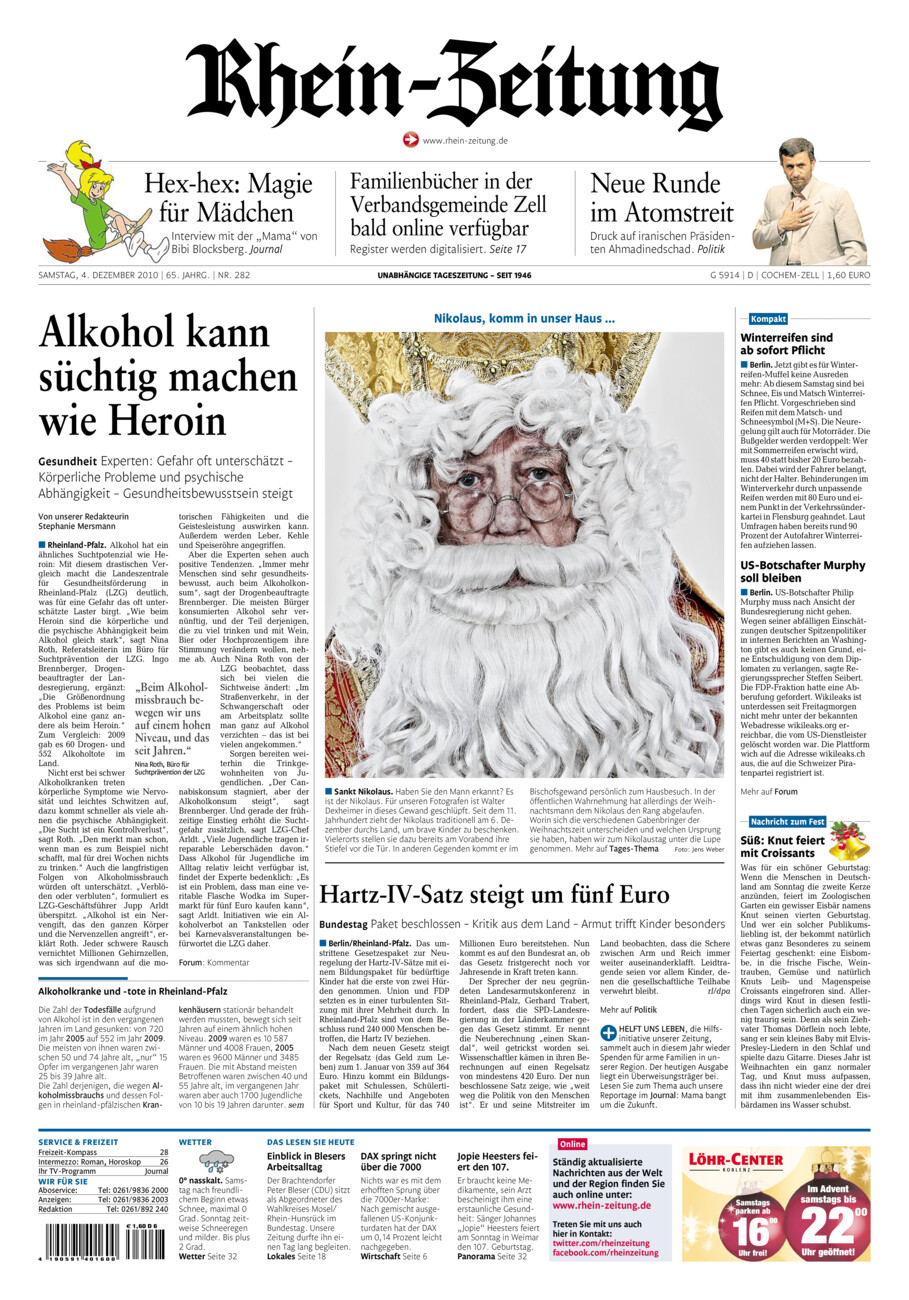 Rhein-Zeitung Kreis Cochem-Zell vom Samstag, 04.12.2010