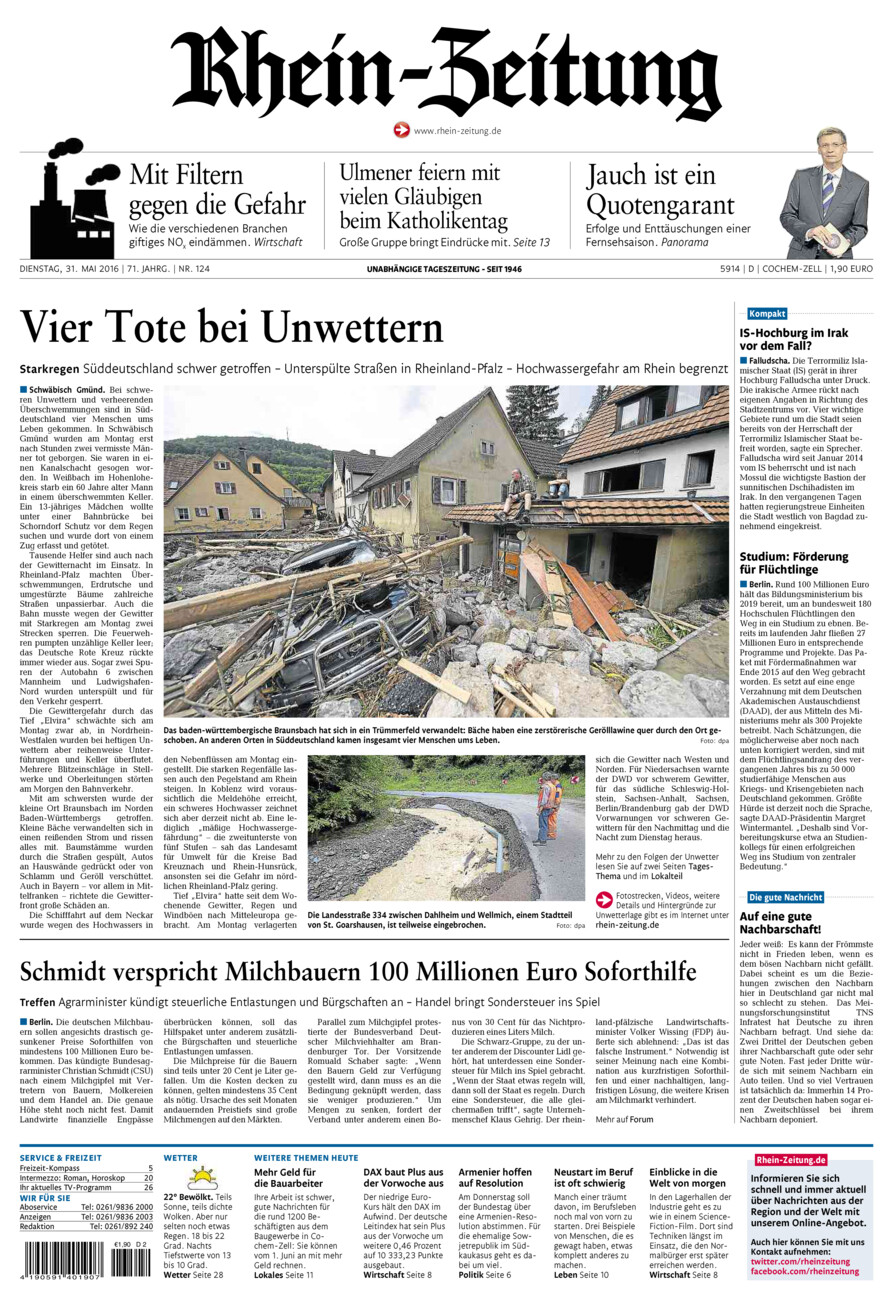 Rhein-Zeitung Kreis Cochem-Zell vom Dienstag, 31.05.2016