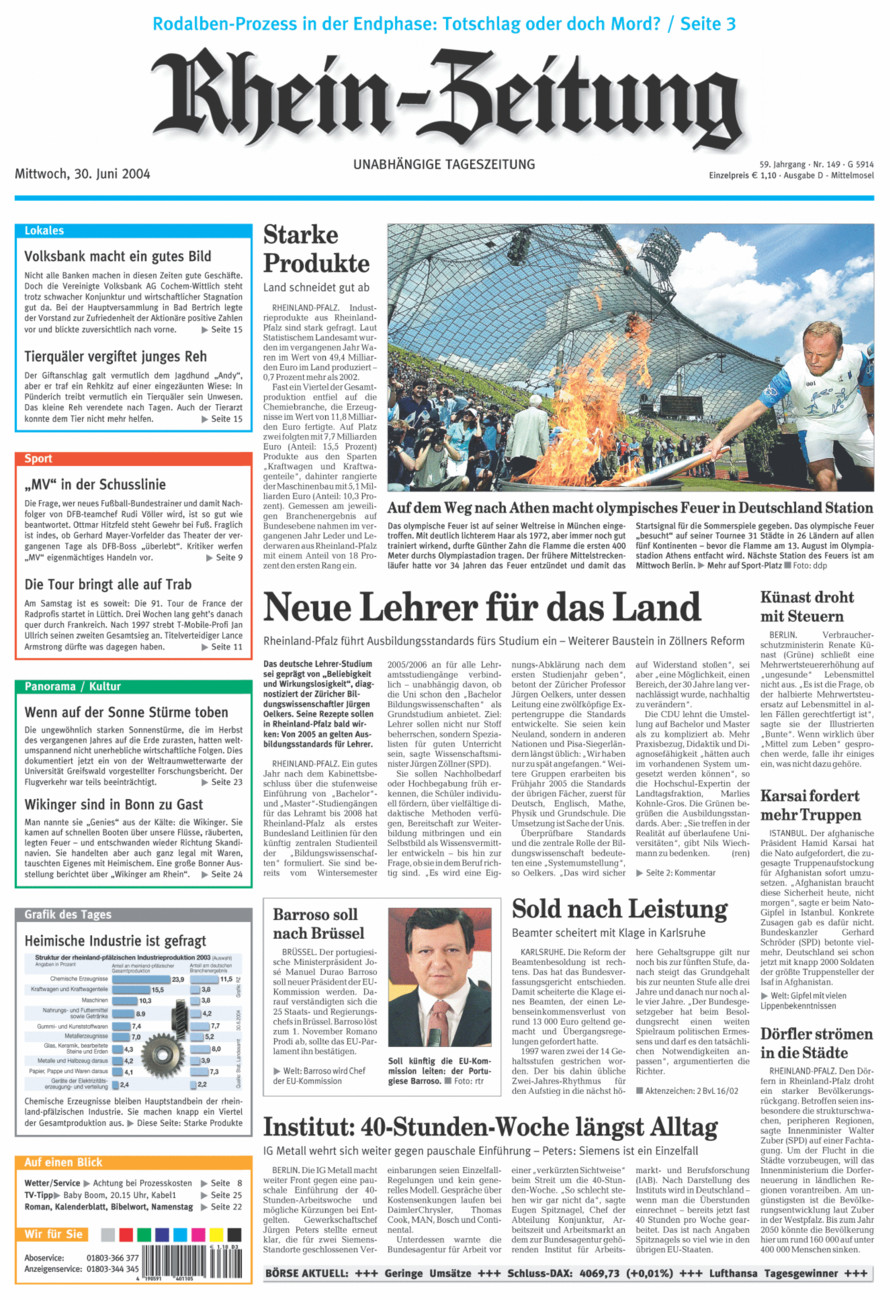 Rhein-Zeitung Kreis Cochem-Zell vom Mittwoch, 30.06.2004