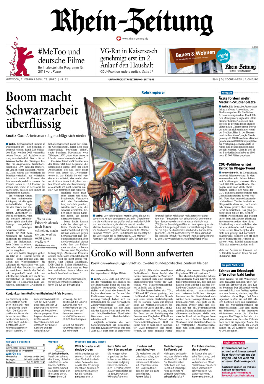 Rhein-Zeitung Kreis Cochem-Zell vom Mittwoch, 07.02.2018