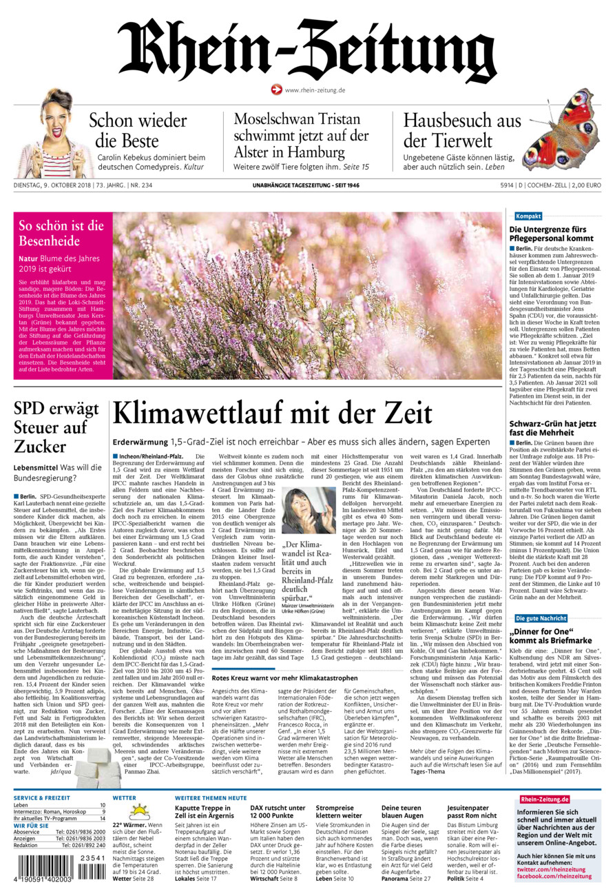 Rhein-Zeitung Kreis Cochem-Zell vom Dienstag, 09.10.2018
